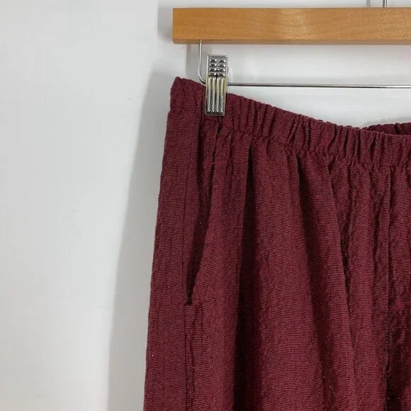 Gershon Bram Women's Lagenlook Crinkle Cropped Wide Leg Pull On Pants Size‎ L - Picture 3 of 13